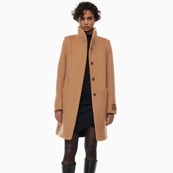 WILFRED Wool Cashmere Camel Cocoon Midi Coat - Picture 1 of 7